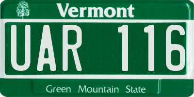 VT license plate UAR116