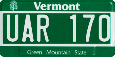 VT license plate UAR170