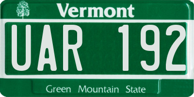 VT license plate UAR192