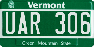 VT license plate UAR306