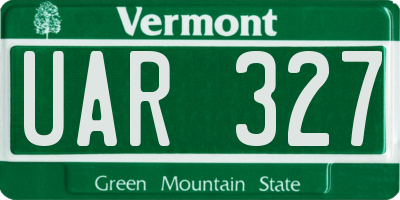 VT license plate UAR327