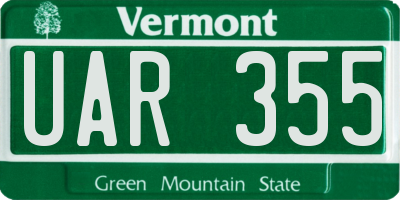 VT license plate UAR355