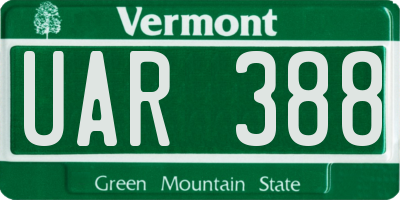 VT license plate UAR388