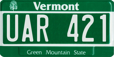 VT license plate UAR421