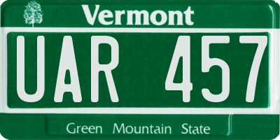 VT license plate UAR457
