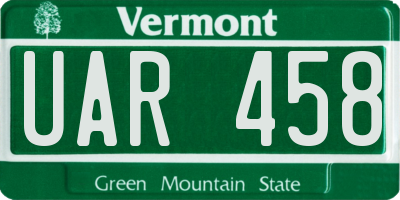VT license plate UAR458