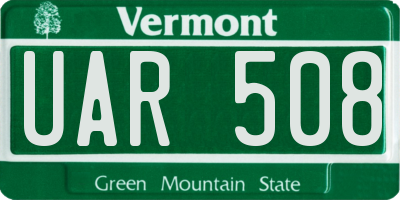 VT license plate UAR508