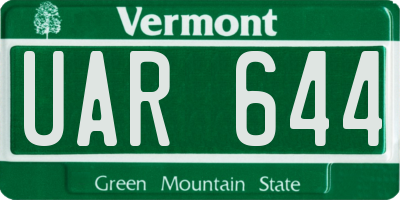 VT license plate UAR644