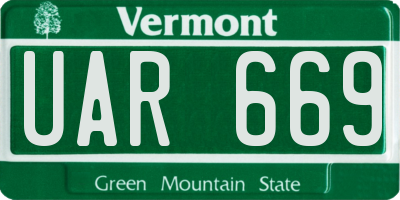 VT license plate UAR669