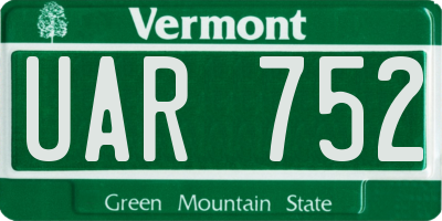 VT license plate UAR752