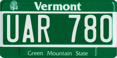 VT license plate UAR780