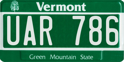 VT license plate UAR786