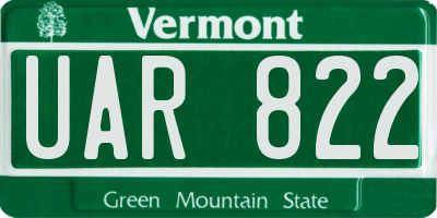 VT license plate UAR822