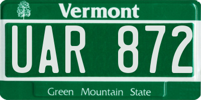 VT license plate UAR872