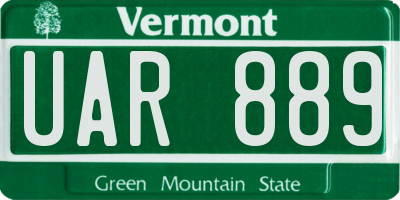 VT license plate UAR889
