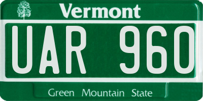 VT license plate UAR960
