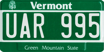 VT license plate UAR995
