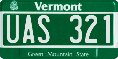 VT license plate UAS321