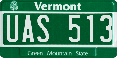 VT license plate UAS513