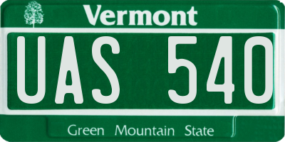 VT license plate UAS540