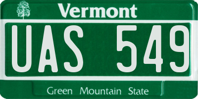 VT license plate UAS549