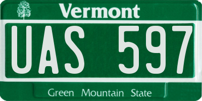 VT license plate UAS597