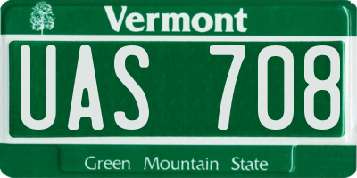 VT license plate UAS708