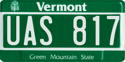VT license plate UAS817