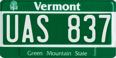 VT license plate UAS837