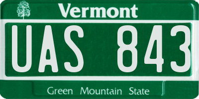 VT license plate UAS843