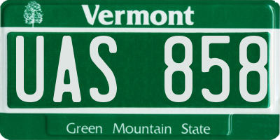 VT license plate UAS858