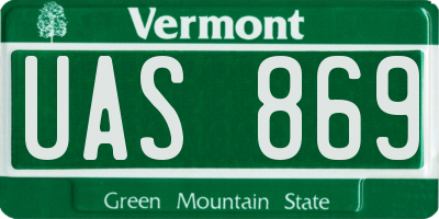 VT license plate UAS869