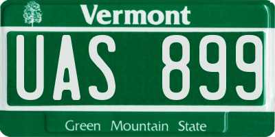 VT license plate UAS899