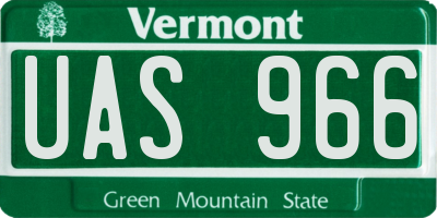 VT license plate UAS966