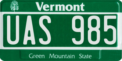 VT license plate UAS985