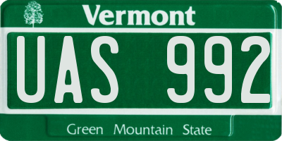 VT license plate UAS992