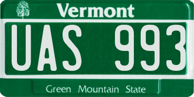 VT license plate UAS993