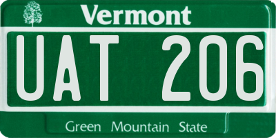 VT license plate UAT206