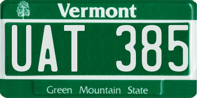 VT license plate UAT385