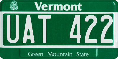 VT license plate UAT422