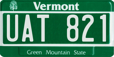 VT license plate UAT821