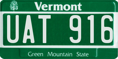 VT license plate UAT916