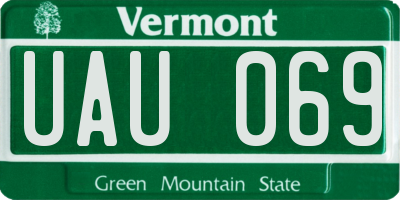 VT license plate UAU069