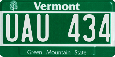 VT license plate UAU434