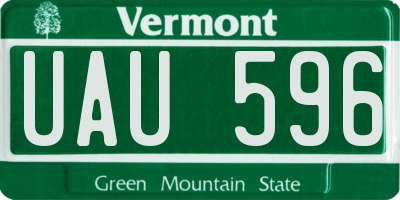 VT license plate UAU596