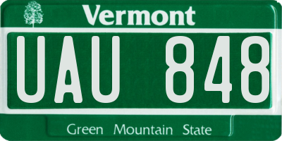VT license plate UAU848
