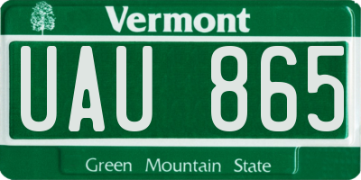 VT license plate UAU865