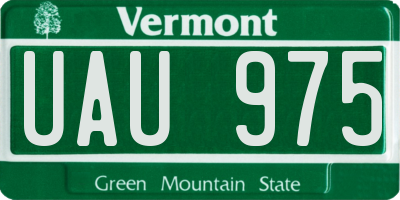 VT license plate UAU975