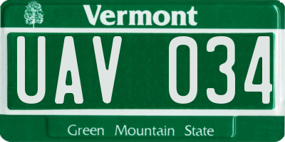 VT license plate UAV034