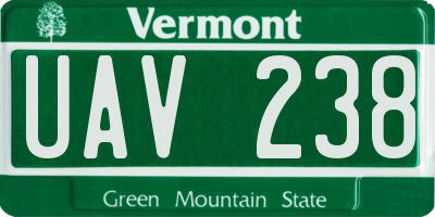 VT license plate UAV238